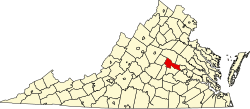 Map of Virginia highlighting Goochland County